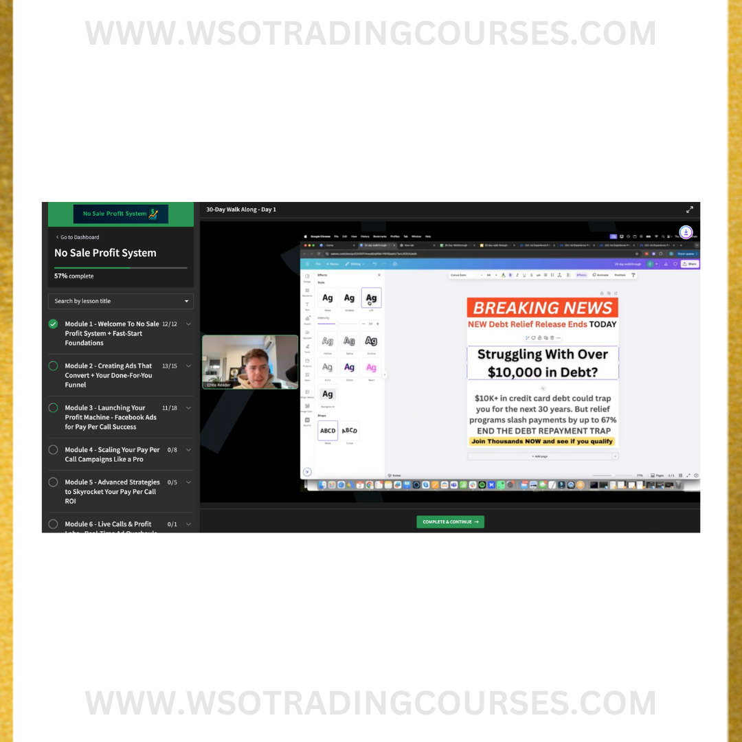 Chris Reader No Sale Profit System - Course Proof