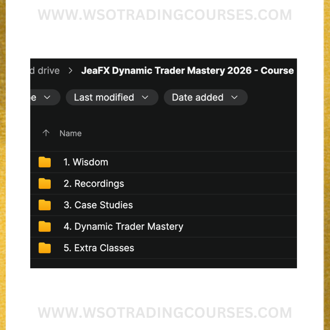 JeaFX Dynamic Trading Trader Mastery (2026) - Course Proof